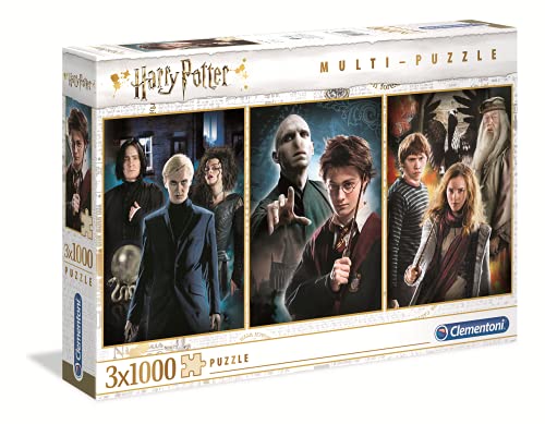 Clementoni 61884 Harry Potter – Puzzle 3 x 1000 Teile ab 9 Jahren, buntes Erwachsenenpuzzle mit kräftigen Farben, Geschicklichkeitsspiel für die ganze Familie, schöne Geschenkidee von Clementoni