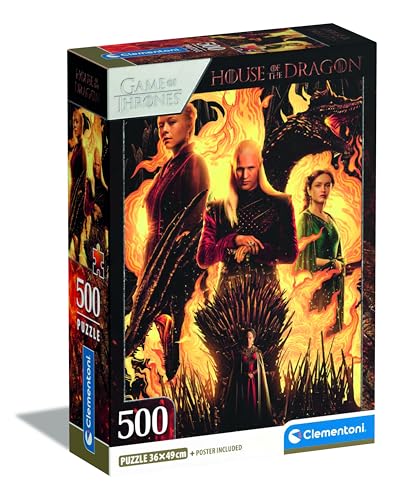 Clementoni House of The Dragon Puzzle 500 Teile - Puzzle 500 Teile Kinder & Erwachsene in 49 x 36 cm - Game of Thrones Puzzle von Clementoni 35548 von Clementoni