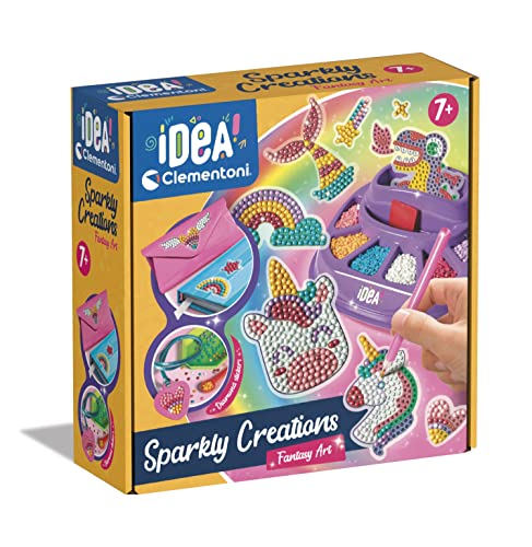 Clementoni Idea – Sparkly Creations Game Icons, Diamond Art, kreatives Spiel für Kinder ab 7 Jahren, Kit Kunst und Labor Edelsteine, Stickers zum Thema Gaming, 18746 von Clementoni