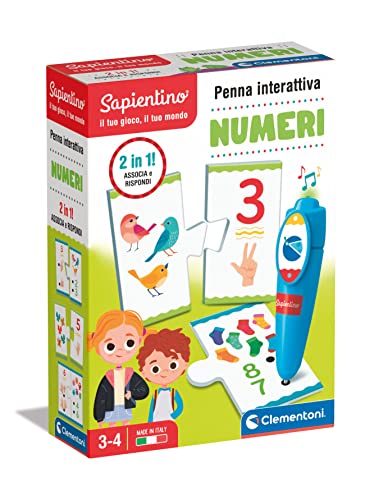 Clementoni - Interaktives Sapientino, elektronisches Lernspiel, sprechender Stift (Batterien im Lieferumfang enthalten) zum Lernen, Zahlen, Kinder 3 Jahre, Made in Italy, Mehrfarbig, mittel, 16381 von Clementoni