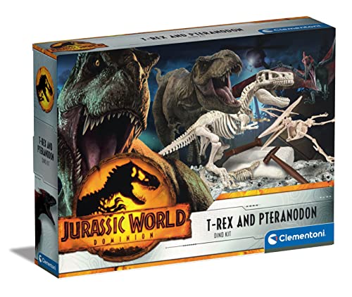 Clementoni Jurassic World 3 - Ausgrabungs-Set T-Rex & Pteranodon, Ausgraben von Dinosaurier-Fossilien für kleine Forscher ab 7 Jahren 19205 von Clementoni