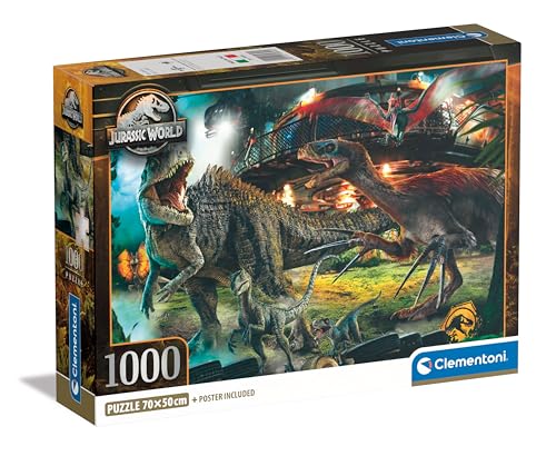 Clementoni Jurassic World 3 Puzzle 1000 Teile Erwachsene - Jurassic Puzzle Erwachsene in 70 x 50 cm - Puzzle Erwachsene anspruchsvoll von Clementoni 39856 von Clementoni