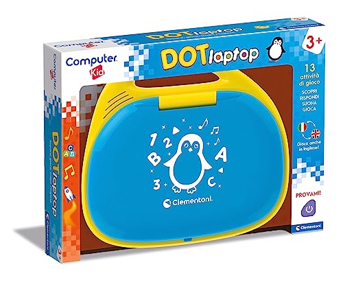 Clementoni - 16425 – Computer Kid DOT Laptop – Lernspiel, Lernspiel, Kindercomputer, Kinder-Laptop 3 Jahre, Technologie für Kinder, tragbar, Batterien im Lieferumfang enthalten von Clementoni