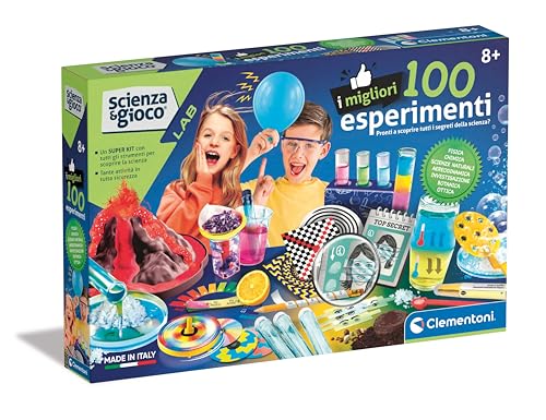 Clementoni Wissenschaft und Spiel Lab – Die besten 100 Experimente, Labor der Wissenschaften Kinder 8+ Jahre, um Disziplinen wie Chemie, Physik, Botanik, Spiel Made in Italy, italienische Sprache, von Clementoni