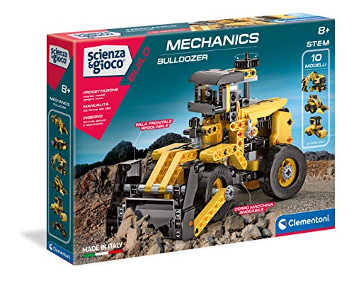 Clementoni 19139 Mechanik-Labor – Bulldozzer – Made in Italy – Bauset für Kinder 8 Jahre – wissenschaftliches Spiel, Italienisch, Mehrfarbig, 39.6 x 6 x 27.8 cm von Clementoni