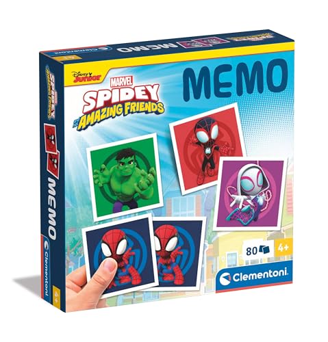 Clementoni Lernspiel Memo Marvel Spidey und seine erstaunlichen Freunde 80 Fliesen - Für Kinder 4 Jahre, Made In Italy 18304 von Clementoni