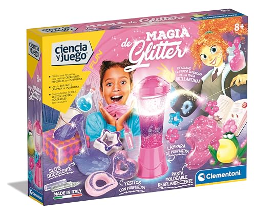 Clementoni Magia Glitter 55543 - Wissenschaftliches und pädagogisches Spiel zum Erstellen von Experimenten mit bunten Effekten mit Glitter, ab 8 Jahren von Clementoni