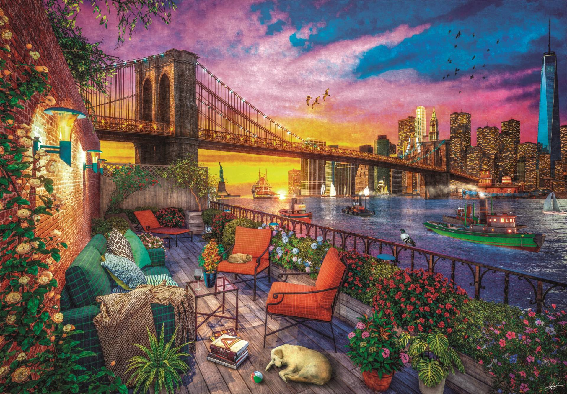 Clementoni Manhattan Balkon Sonnenuntergang 3000 Teile Puzzle Clementoni-33552 von Clementoni