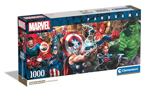 Clementoni Marvel Puzzle 1000 Teile Erwachsene - Panorama Puzzle Erwachsene in 98 x 33 cm - Puzzle Erwachsene anspruchsvoll von Clementoni 39877 von Clementoni