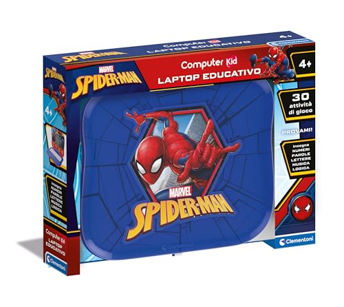 Clementoni Marvel Spiderman, Lernspiel, 4 Jahre, Kind, elektronisches Geschenk, Italienischer sprechender Computer für Kinder, zum Lernen von Buchstaben, Zahlen, neuen Wörtern, Kindertechnologie, von Clementoni