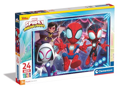 Clementoni Marvel Spidey and His Amazing Friends - Kinder Puzzle 24 Maxi Teile - Puzzle 62 x 42 cm für Kinder ab 3 Jahre - Geschicklichkeitsspiel von Clementoni 28527 von Clementoni