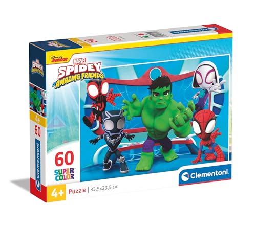 Clementoni 26595 Marvel Spidey and His Amazing Friends, 60 Teile, ab 4 Jahre, Puzzle für Kinder, Hergestellt in Italien-26595, Multicolor von Clementoni