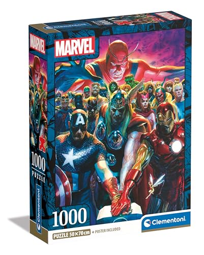 Clementoni The Avengers 1000 Teile, Poster inklusive, Marvel Puzzle, Superheldenpuzzle, Spaß für Erwachsene, Made in Italy, 39915, Mehrfarbig von Clementoni