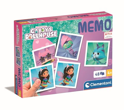 Clementoni Memory Pocket Gabby's Dollhouse - Memoryspiel für Kinder ab 4 Jahren - Memo Spiel fürs Gedächtnis mit 48 Karten - Ideal als Reisespiel 18309 von Clementoni