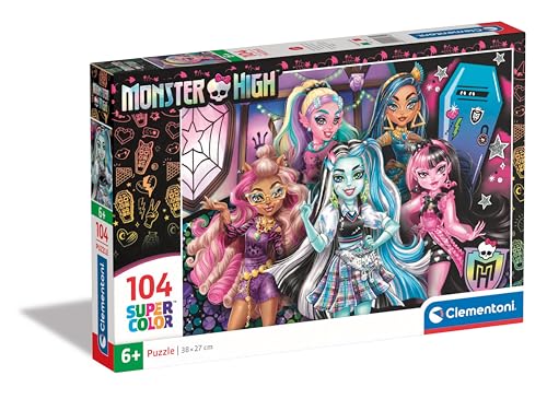 Clementoni Supercolor – Monster High – 104 Teile, Kinder 6 Jahre, entwickelt Fähigkeit zur Beobachtung, Logik und Fingerfertigkeit, Cartoon-Puzzle, Made in Italy, 25782, mehrfarbig von Clementoni