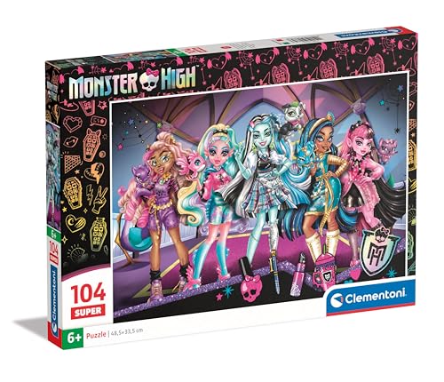 Clementoni 25784 Supercolor Monster High, 104 Teile, ab 6 Jahre, Puzzle für Kinder, Hergestellt in Italien-25784, Multicolor, 37,9 x 26,9 cm von Clementoni