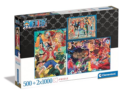 Clementoni One Piece Film Red Puzzle 2x1000Teile + 500 Teile - Legespiel für Manga & Anime Fans - Für Erwachsene und Kinder ab 9 Jahren, 80689 von Clementoni