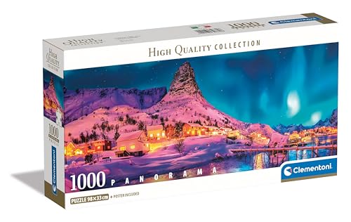 Clementoni 39870 Colorful Night in Lofoten Island, Panorama, 1000 Teile Puzzle, für Erwachsene, Hergestellt in Italien, Multicolor-39870, Multicolor von Clementoni