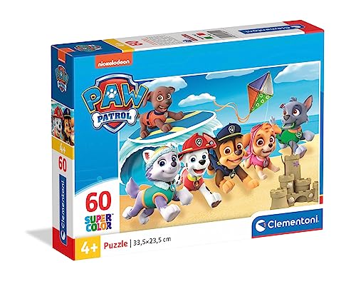 Clementoni 26091 Supercolor Paw Patrol – Puzzle 60 Teile ab 4 Jahren, buntes Kinderpuzzle mit besonderer Leuchtkraft & Farbintensität, Geschicklichkeitsspiel für Kinder von Clementoni