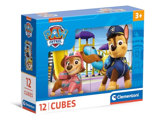 Clementoni Paw Patrol 12 Würfel Puzzle Kinder - Geschicklichkeitsspiel für Kinder ab 3 Jahren - Sensorik- & Motorikspielzeug 41194 von Clementoni