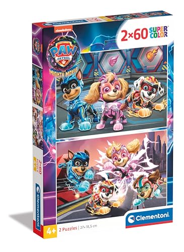 Clementoni 21626 Paw Patrol The Mighty Movie, 2 x 60 Teile, Puzzle für Kinder, Hergestellt in Italien-21626, Multicolor von Clementoni