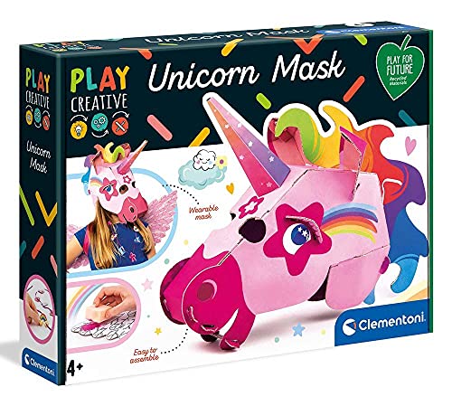 Clementoni Play Creative Big Mask Unicorn, Made in Italy, Play For Future, dreidimensionale Maske aus Karton, kreatives Spiel für Kinder ab 6 Jahren, 18579 von Clementoni