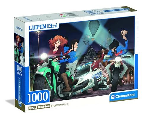 Clementoni - Puzzle 1000 Teile Anime für Erwachsene und Jungen, Abbildung Lupin 3 mit Poster inklusive, Sonderserie, Geschenkidee für Herren, Made in Italy, 50 x 70 cm, 37055 von Clementoni