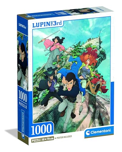 Clementoni Puzzle 1000 Teile Anime für Erwachsene und Jungen, Abbildung Lupin 3 mit Poster inklusive, Sonderserie, Geschenkidee für Herren, Made in Italy, 50 x 70 cm, 37068 von Clementoni