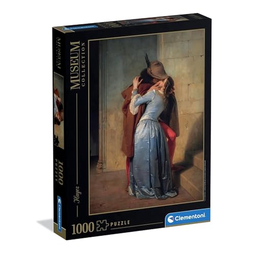 Clementoni - Puzzle 1000 Teile Kunst für Erwachsene und Jungen, Museum Collection, Thema Kuss von Hayez, Geschenkidee für Damen und Herren, Made in Italy, 70 x 50 cm, 39994 von Clementoni