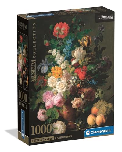 Clementoni - Puzzle 1000 Teile Kunst für Erwachsene und Jungen, Museum Collection, Thema Van Dal Blumenvase, Compact Box mit Poster, Geschenkidee für Damen und Herren, Made in Italy, 70 x 50 cm, 39970 von Clementoni