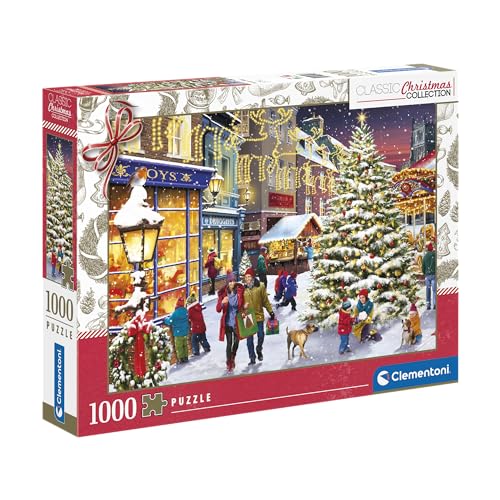 Clementoni 81503 Puzzle Weihnachten Christmas Village 1000 Teile, Hochwertige Kollektion, für Erwachsene, Hergestellt in Italien, Multicolor-81503, Multi-Coloured, 69 x 50 von Clementoni