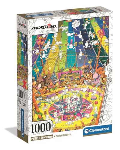 Clementoni - Puzzle 1000 Teile für Erwachsene und Jugendliche, Impossible Collection, Thema Mordillo-Comics, The Show, Compact Box mit Poster, Geschenkidee für Damen und Herren, Made in Italy, 70 x 50 von Clementoni