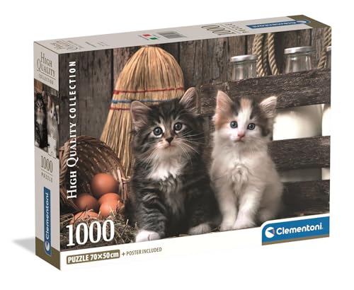 Clementoni - Puzzle 1000 Teile für Erwachsene und Jungen, Kollektion, Thema Lovely Kittens, mit Poster, Kompaktbox, Geschenkidee für Damen und Herren, Made in Italy, 70 x 50 cm, 39943 von Clementoni