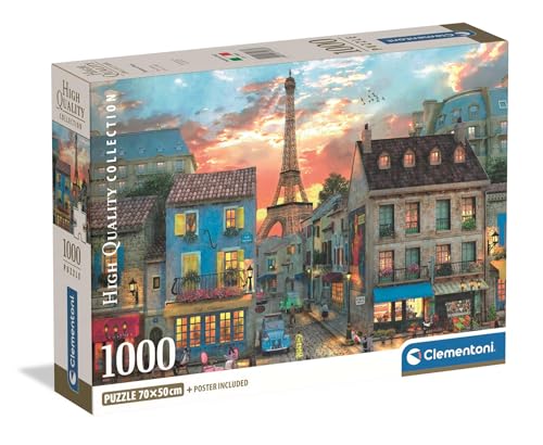 Clementoni - Puzzle 1000 Teile für Erwachsene und Jungen, Kollektion, Thema Straßen von Paris, mit Poster, Kompaktbox, Geschenkidee für Damen und Herren, Made in Italy, 70 x 50 cm, 39983 von Clementoni