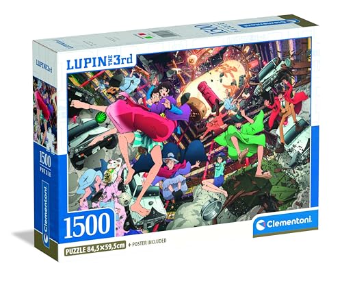 Clementoni Puzzle 1500 Teile Anime für Erwachsene und Jungen, Abbildung Lupin 3 mit Poster inklusive, Sonderserie, Geschenkidee für Herren, Made in Italy, 84,5 x 59,5 cm, 31749 von Clementoni