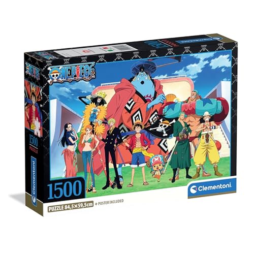 Clementoni - Puzzle 1500 Teile für Erwachsene und Jungen, One Piece Illustration mit Poster inklusive, aus der Serie Anime und Manga, Compact Box, Geschenkidee für Damen und Herren, Made in Italy, von Clementoni