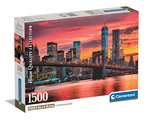 Clementoni 31712 East River at Dusk Puzzle 1500 Teile, Hochwertige Kollektion, für Erwachsene, Hergestellt in Italien, Multicolor-31712, Multicolor von Clementoni