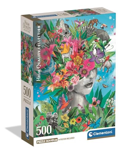 Clementoni - Puzzle 500 Teile für Erwachsene und Jungen, Kollektion, Thema Head in The Jungle, Compact Box mit Poster, Geschenkidee für Damen und Herren, Made in Italy, 49 x 36 cm, 35600 von Clementoni