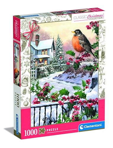 Clementoni Robin and Holly Bushes - Puzzle 1000 Teile Erwachsene - Puzzle Erwachsene in 70 x 50 cm - Puzzle Weihnachten von Clementoni 81501 von Clementoni