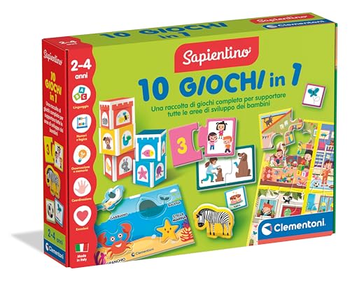 Clementoni Sapientino 10 Spiele in 1 - Lernspiel für Kinder 3-6 Jahre, illustrierte Karten, Lernen Buchstaben und Zahlen, in Italienisch, Made in Italy, 18153 von Clementoni