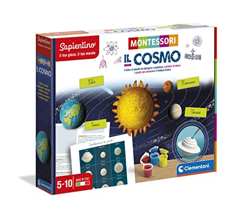 Clementoni - Sapientino Cosmo Montessori 5 Jahre, Lernspiel zum Entdecken des Solarsystems, Sprachentwicklung, hergestellt in Italien, Mehrfarbig, 16359 von Clementoni