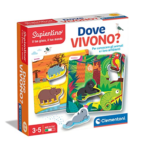 Clementoni - Sapientino-Dove Lebens-Lernspiel 3 Jahre, Flashcards Tiere-Made in Italy, italienische Farbe, 16786 von Clementoni