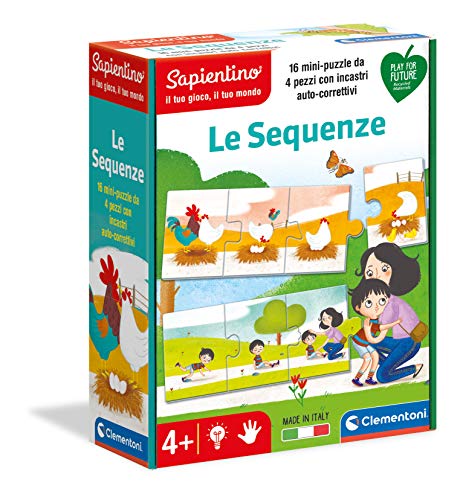 Clementoni 16311 Sapientino-Le Sequenze, Lernspiel 4 Jahre (italienische Version), 100% recycelter Karton, Play for Future, Made in Italy, Mehrfarbig von Clementoni