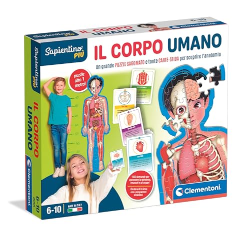 Clementoni U-Bahn Sapientino Mehr Lernspiel 6 Jahre Körper Kinder, konturiertes Puzzle und Lernkarten zur Kenntnis der menschlichen Anatomie, schulisches Lernen, Made in Italy, 16471, Mehrfarbig von Clementoni