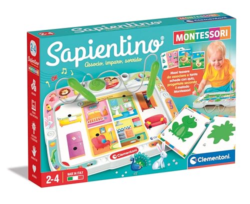 Clementoni Sapientino Montessori Bankett mit Lernkarten und interaktiven Stiften, Lernspiel 3 Jahre, interaktives elektronisches Geschenk, Batterien im Lieferumfang enthalten, Made in Italy, 16467 von Clementoni