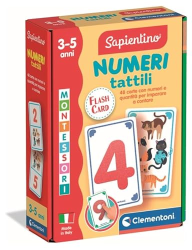 Clementoni Sapientino Montessori - Taktile Zahlen, Lernspiel Montessorianische Methode für Kinder von 3-5 Jahren mit Flashcards zum Lernen der Zahlen und Zählen Made in Italy, italienische Sprache, von Clementoni