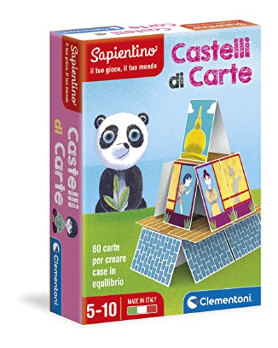 Clementoni 16241, Sapientino, Castelli di Carte, Lernspiel 6 Jahre mit illustrierten Karten, Spielkarten für Kinder, um Burgen im Gleichgewicht zu schaffen, Made in Italy von Clementoni