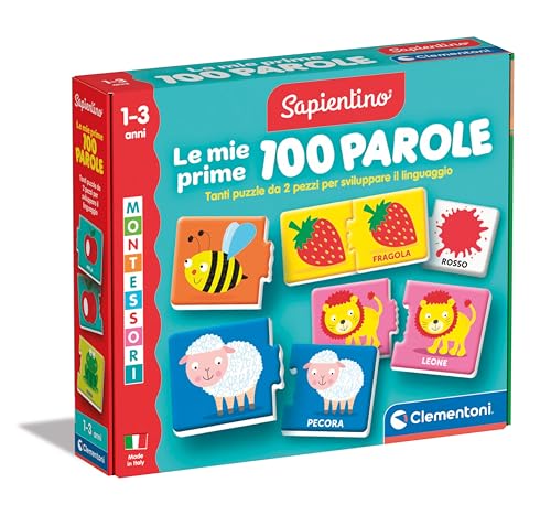 Clementoni - Sapientino Prime 100 1 Jahr, Flashcards, Lernkarten für Kinder, Montessori-Spiel zum Lernen Neuer Wörter, auf Italienisch, Made in Italy, 16851, Mehrfarbig von Clementoni