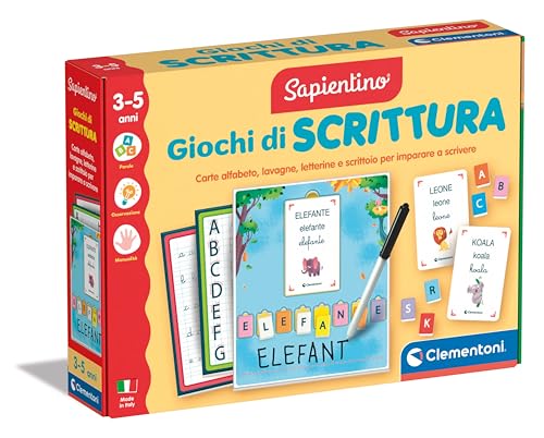 Clementoni Sapientino Schreibspiele - Lernspiel 3 Jahre zum Schreiben Lernen, Karten zum Schreiben, Lernen Neuer Wörter, Entwicklung der frühen Kindheit Sprache Made in Italy, 16874 von Clementoni