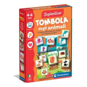 Clementoni Sapientino – Tombola der Tiere, Lernspiel 4-6 Jahre mit 60 illustrierten Karten, Flashcards zur Stimulierung der Beobachtung und Erinnerung, hergestellt in Italien, italienische Sprache, von Clementoni